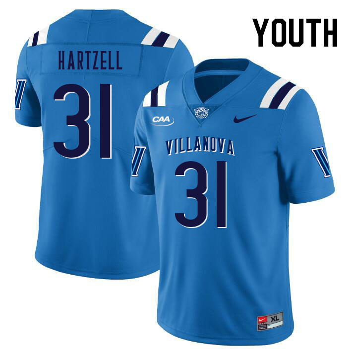 Youth #31 Shane Hartzell Villanova Wildcats College Football Jerseys Stitched Sale-Light Blue